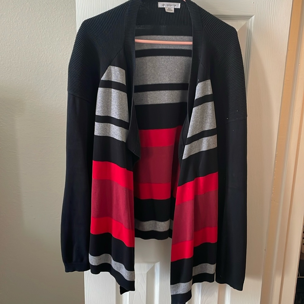 Red, black and gray cardigan. Liz Claiborne size XXL TALL